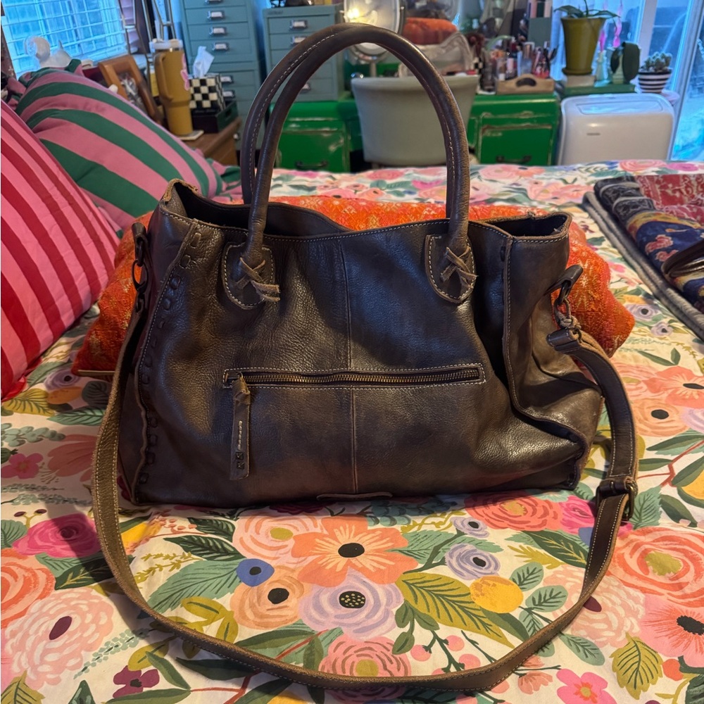 Chic Dark Brown Leather Shoulder Bag